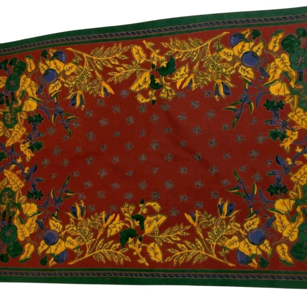 Williams Sonoma Placemat Set of 4 French Country Provence Botanical Maroon Gold - Picture 9 of 12